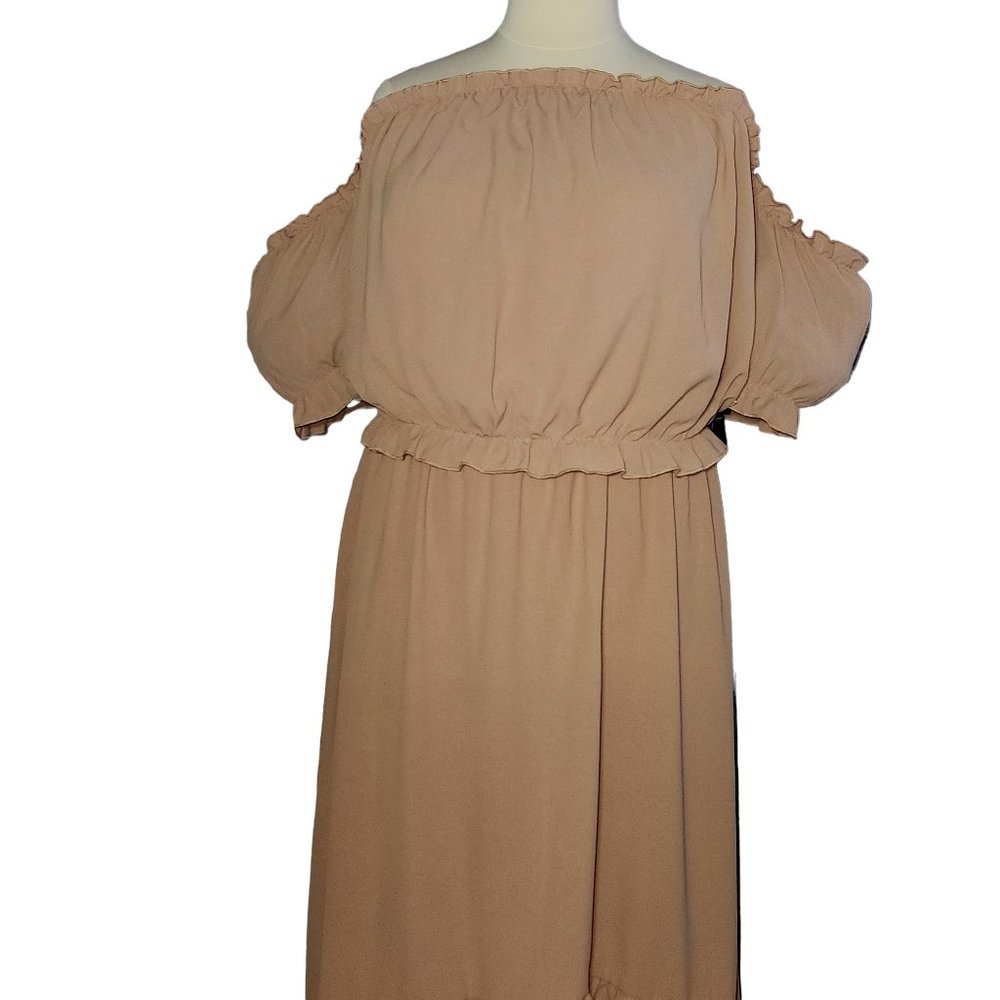 Shein Plus Off Shoulder Frill Trim Top & High Low Hem Skirt 2 Piece Set